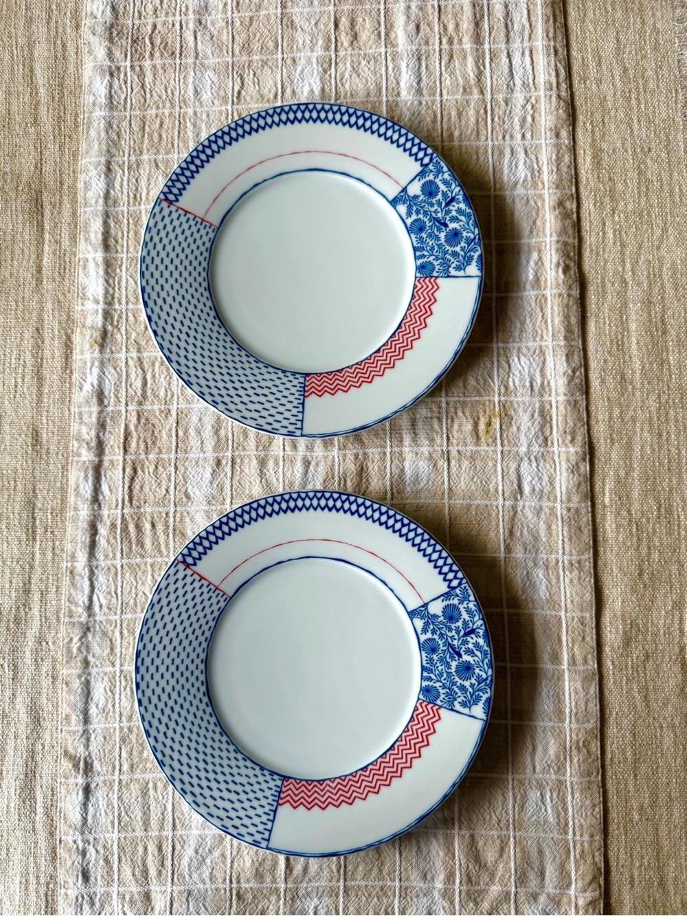NEW! Vintage Anthropologie "Paradoxo"Salad/Dessert Plates, SET/2,Porcelain 8.75”